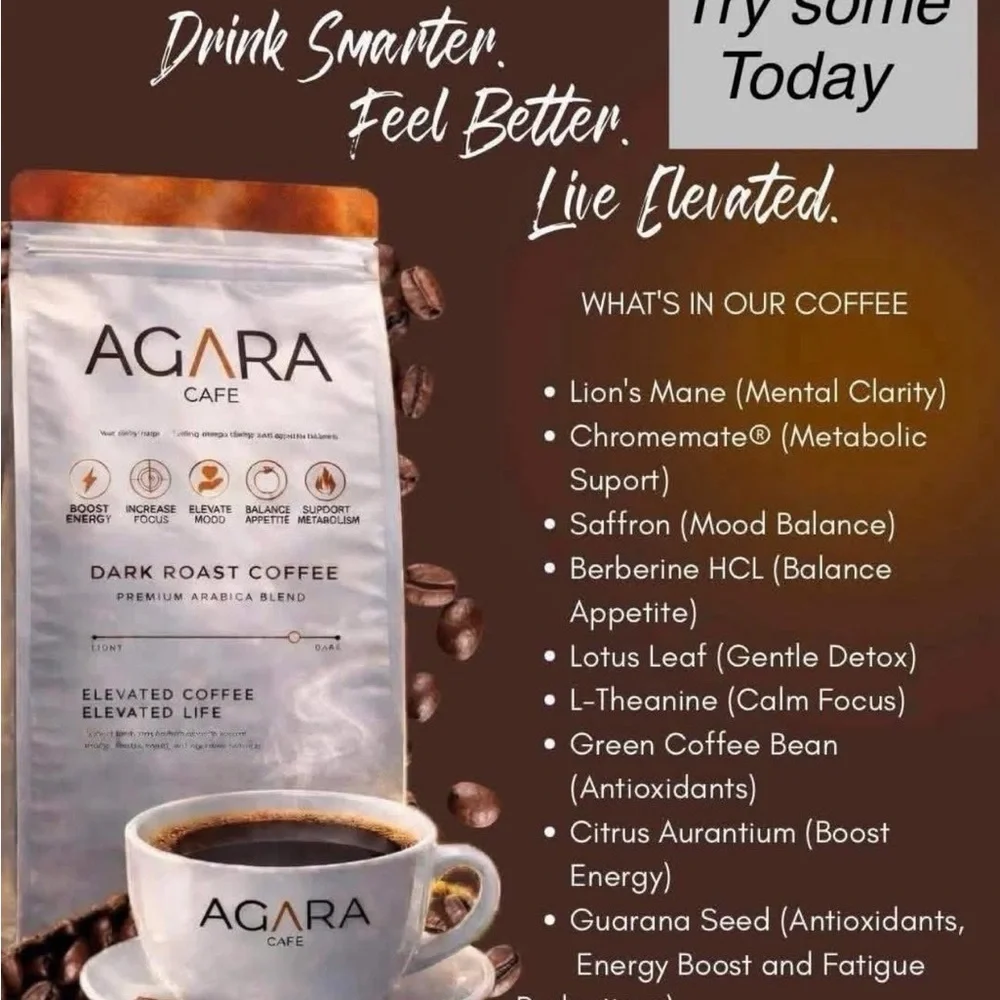 AGARA Cafe Dark Roast Coffee - White & Orange Premium Arabica